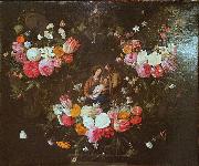Jan Van Kessel Garland of Flowers with the Holy Family Sweden oil painting artist